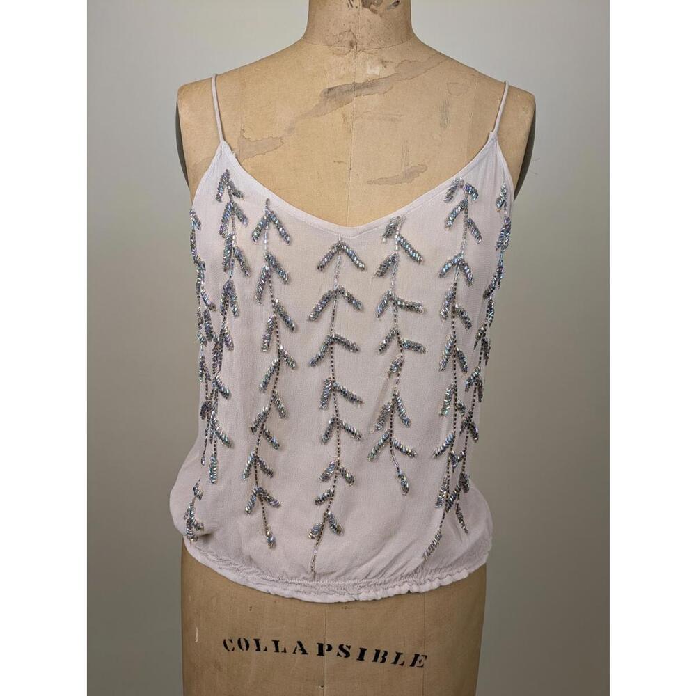 1930's handmade pink chiffon heavy beaded cami
